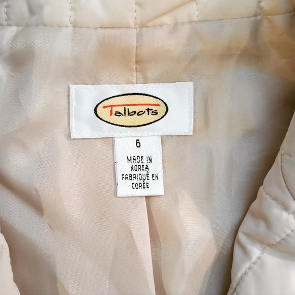 Talbots Cream Quilted 3 Button Lightweight Jacket with Pockets Size 6 As New - Picture 3 of 4